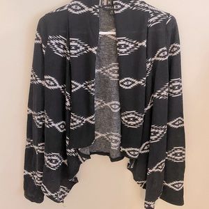 Aztec print draped cardigan